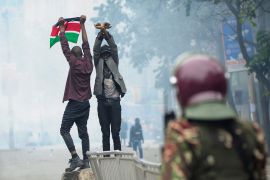 Protesters gesture during an anti-government demonstration, following nationwide deadly riots over tax hikes and a controversial now-withdrawn finance bill, in Nairobi, Kenya, July 16, 2024 [John Muchucha/Reuters]