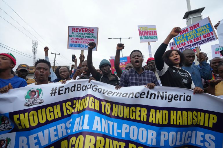 People protest against the country's worst cost-of-living crisis in a generation, in Lagos